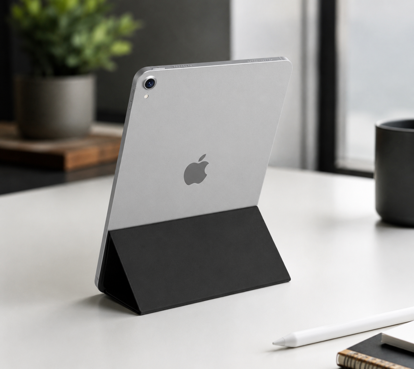 Estuche trasero magnético para iPad.