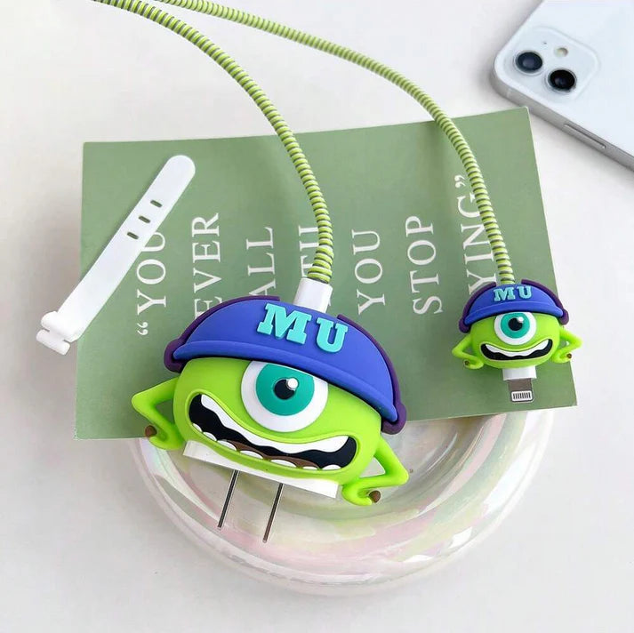Set Protector Cargador Apple — Edición Mike Wazowski 💚👁️