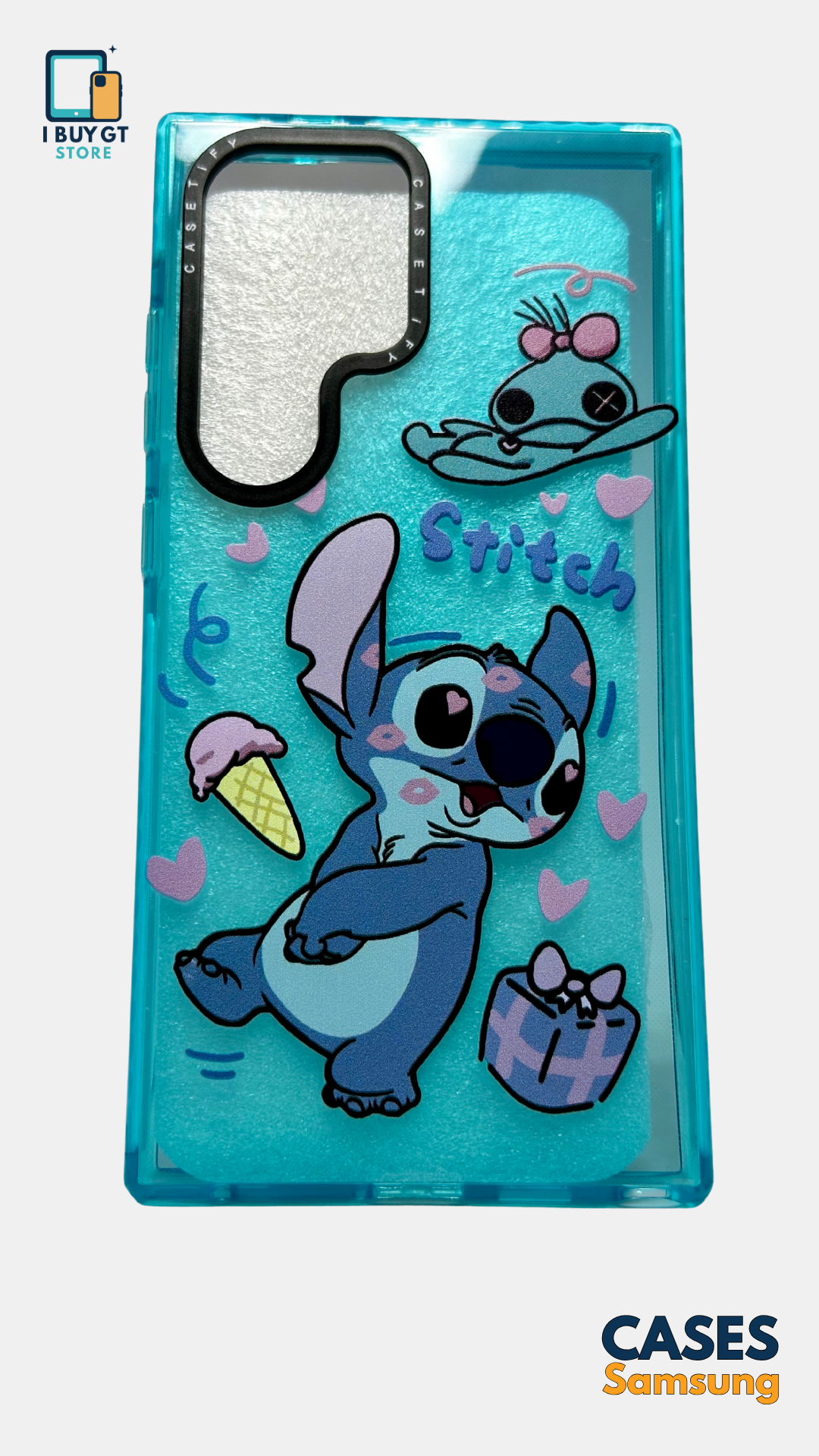 Estuche Silicón Transparente — Stitch Glitter | Azul Turquesa Edition Samsung Ultra