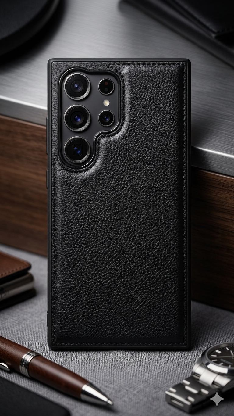 Case Samsung tipo cuero negro