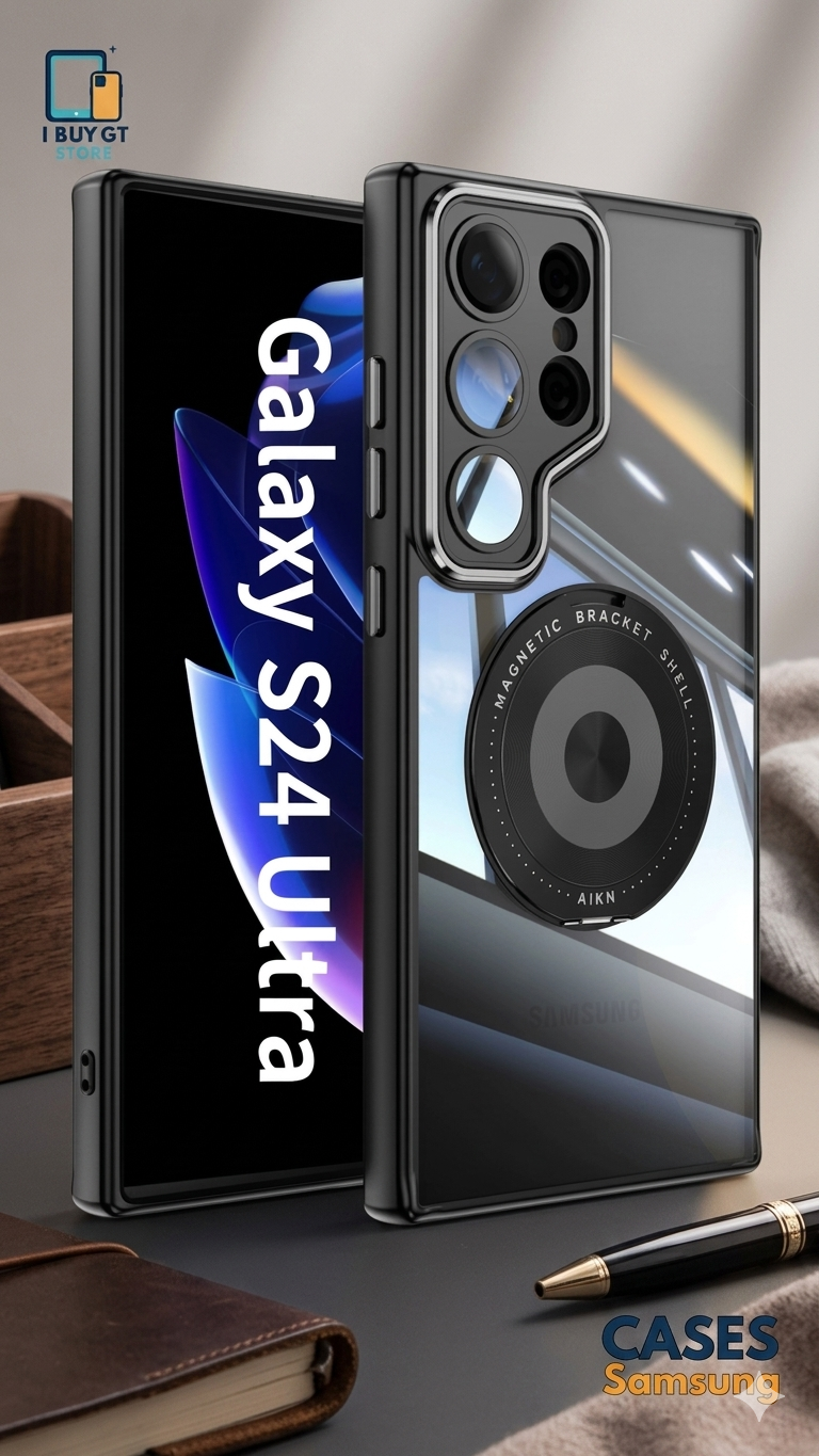 Estuche Acrílico Premium — Magnetic Bracket Shell | Galaxy S23/S24/S25 Ultra
