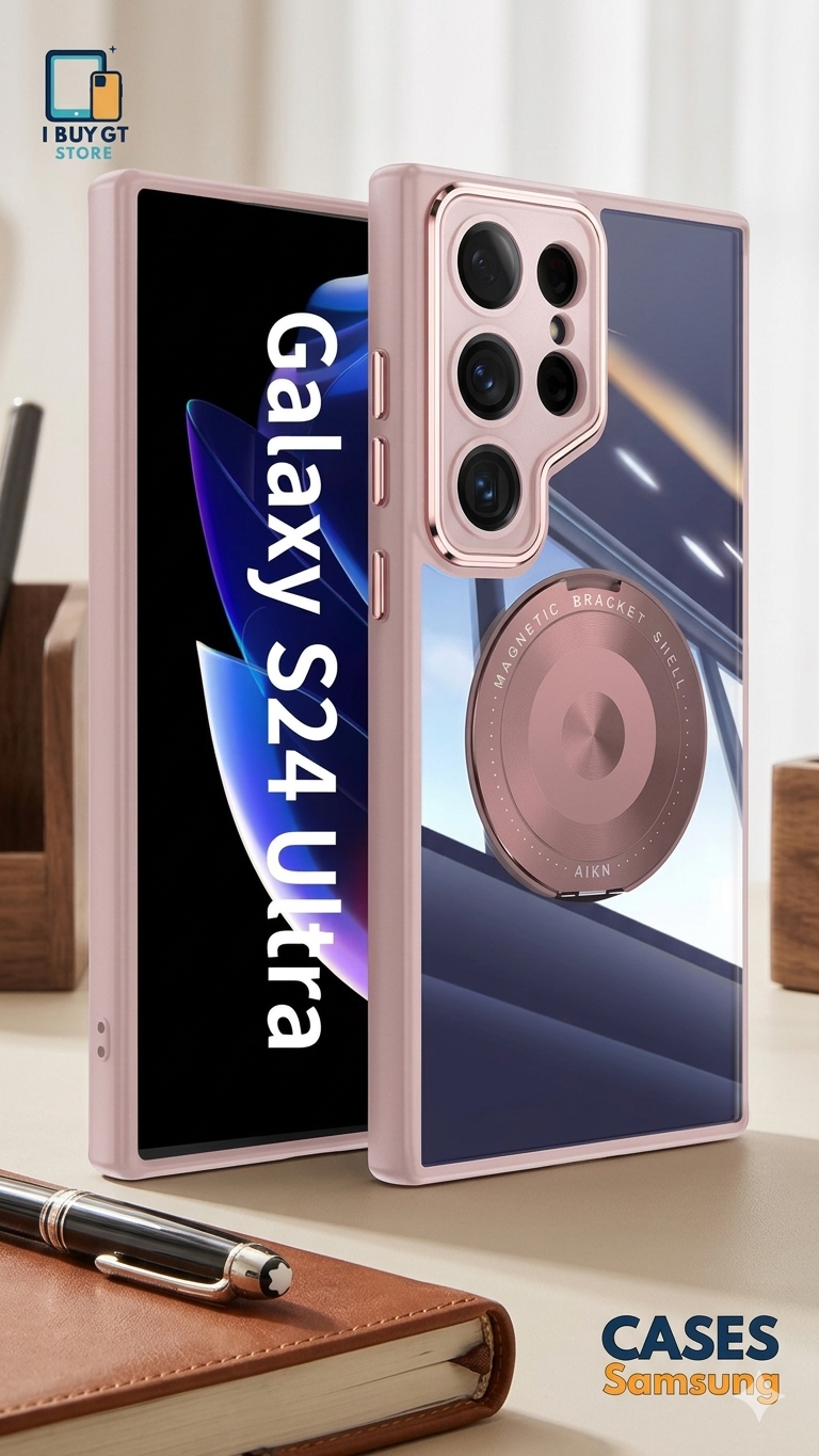Estuche Acrílico Premium — Magnetic Rosado Bracket Shell | Galaxy S23/S24/S25/ Ultra